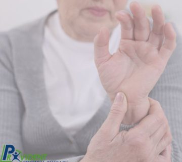 An older adult holding their wrist with one hand, possibly indicating pain or discomfort; logo for Provident Physical Therapy & Rehabilitation in the corner, highlighting expert Physical Therapy in Medford 